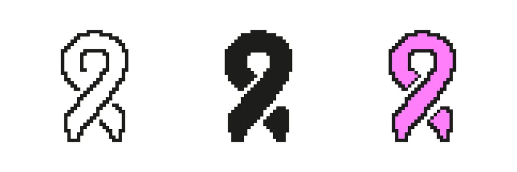 Awareness Ribbon Icon Set In Pixel Art. Pixelated Support Ribbon, Symbol for Awareness and Charity Campaigns. Isolated Illustration vector