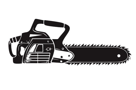 Black Silhouette of a Chainsaw for Manual Labor and Wood Cutting Activities vector