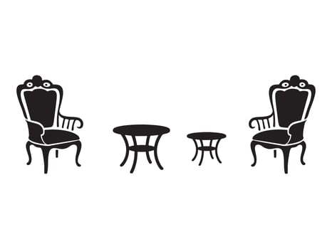 antique-style armchair and table set vector