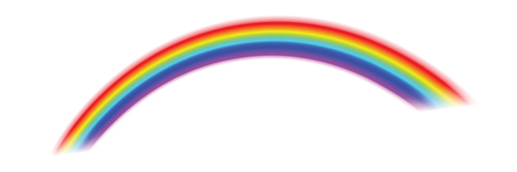 Realistic curve rainbow spectrum abstract element illustration with bright wave red blue yellow green orange color in sky background showing fantasy magic light effect vector
