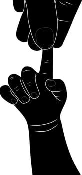Silhouette of Baby Holding Mother's Finger vector