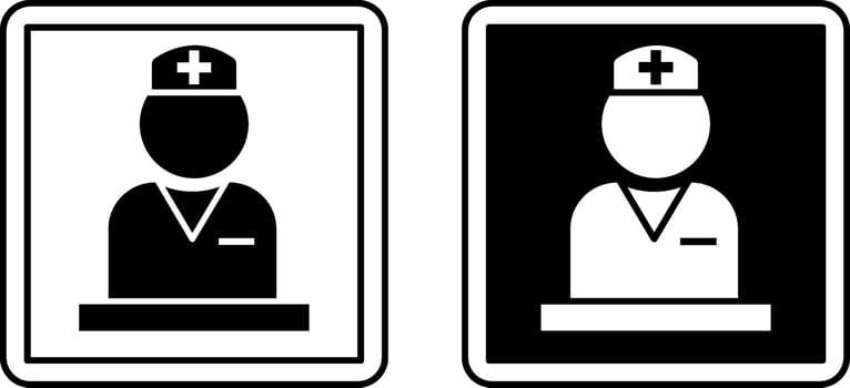 Nurse Station Signs. Black and White Illustrations. Ward Nurse Workplace in the Inpatient Department. Sign in the Hospital Department vector