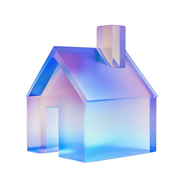 Glassy house structure rendering on transparent background png