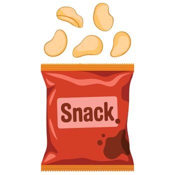 Salty crispy snack in packet junk food vector