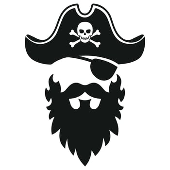 Classic buccaneer hat graphic isolated white vector
