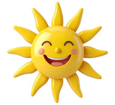 Smiling sunshine character isolated on transparent background png