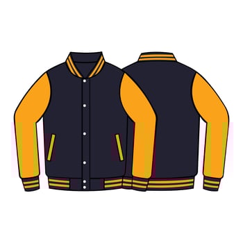 Casual varsity jacket mockup front and back view vector