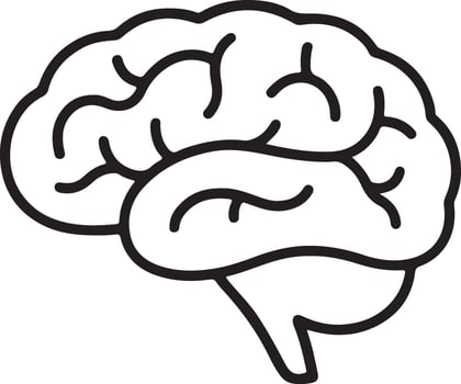 Simple Line Drawing of a Human Brain A Clean, Minimalist Illustration of the Complex Organ in the Head, Depicting Cognitive Function vector