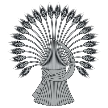 Wheat sheaf with sickle harvest symbol, Harvest tool with Wheat sheaf vector