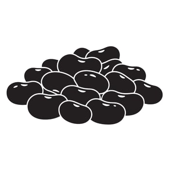 A monochromatic vintage art silhouette illustration of a pile of black beans commonly used in culinary preparations vector