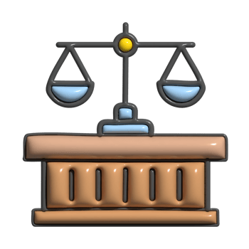 3D Cartoon Court Hearing Legal Icons png