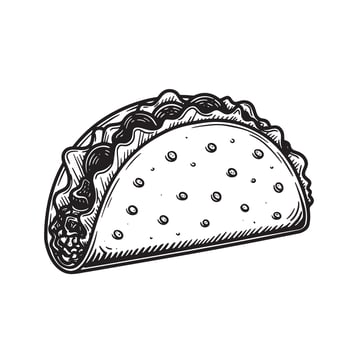 A vintage art silhouette of a delicious taco depicting traditional mexican cuisine and flavors suitable for various design projects vector