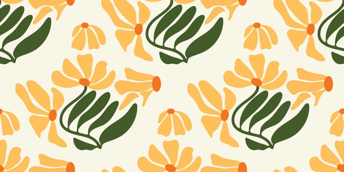 Colorful floral pattern with yellow flowers vector