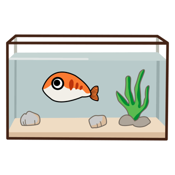Cartoon Illustration of Goldfish in Aquarium png