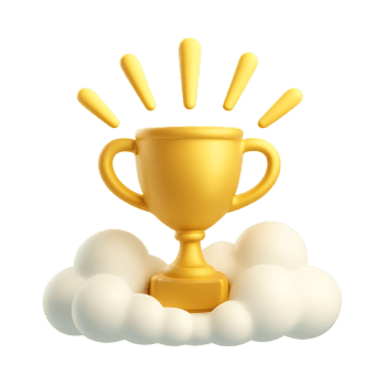 Golden Trophy Ascending Towards the Sky Over Soft Clouds png