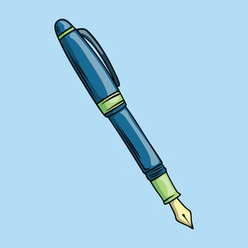 Elegant blue fountain pen with gold nib vector