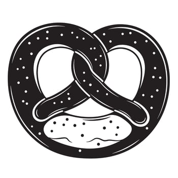 Classic german pretzel vintage art silhouette in black and white perfect for oktoberfest celebrations and bakery branding. vector