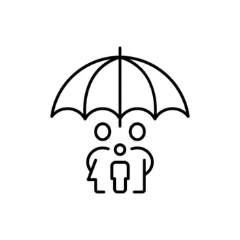 Faceless Person under Umbrella Minimalistic Linear Sign for Web and Graphic Design, Apps, Banners, Social Network and Cards vector