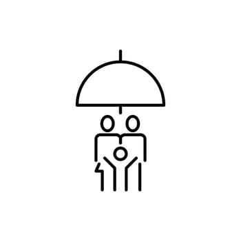 Faceless Person under Umbrella Outline Linear Image for Graphic and Web Design, Apps, Adverts, Various Cards vector