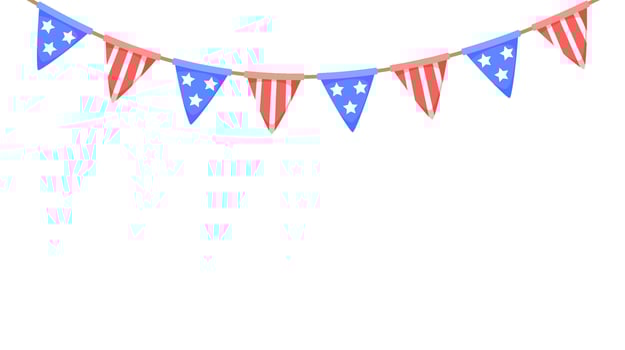 USA flag garland. US patriotic pennants chain. American party bunting decoration. United States flags for celebration. background. vector