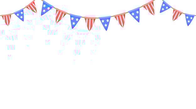USA flag garland. US patriotic pennants chain. American party bunting decoration. United States flags for celebration background vector