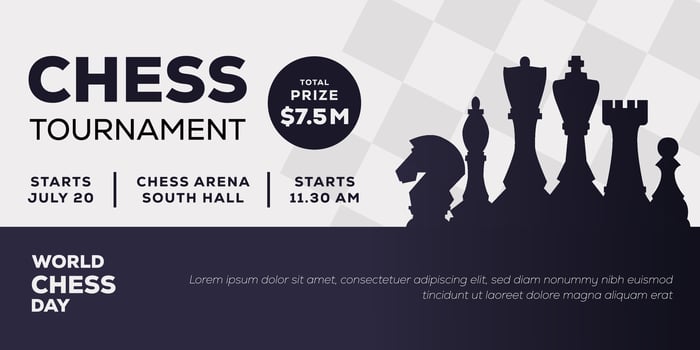 chess tournament horizontal banner to celebrate world chess day vector