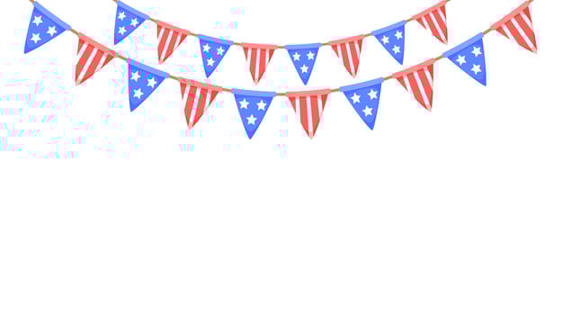 USA flag garland. US patriotic pennants chain. American party bunting decoration. United States flags for celebration. background vector