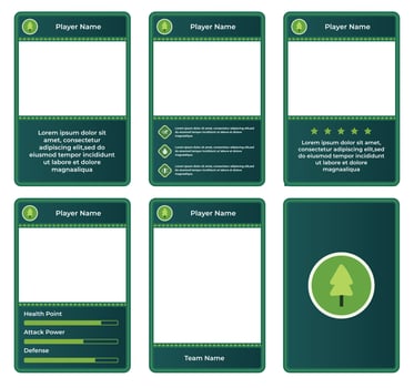 complete game card template with forest care theme and green color combination, for ui game, trading card game, and player collection cards. available with eps 10 file. vector