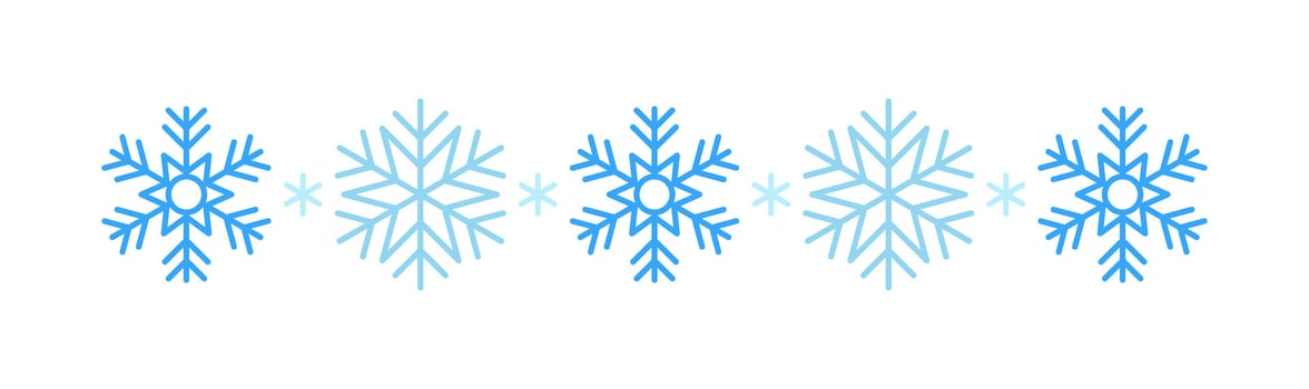 Winter snow icon white with blue snowflakes on a divider background. Festive Christmas banner, New Year card. Symbol of frosty whether and happy holidays. illustration vector