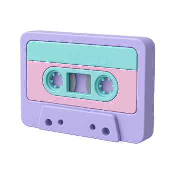 Vibrant Vaporwave Cassette Icon in Playful Color Palette Design png