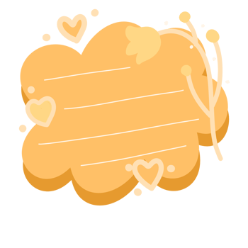 yellow cloud with hearts and a note on it png