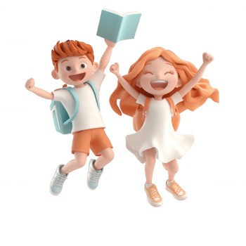 Jubilant 3d student icon leaping skyward, holding academic book, graduation success on clean transparent background png