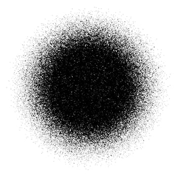 Circle grain texture. Radial faded noise gradient. Round grunge shape. Speckles and particles textured background. Dotted wallpaper vector
