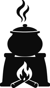 Traditional Clay Stove Cooking Solid Black Silhouette Illustration Isolated on White vector