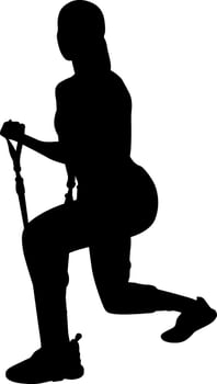Woman Performing Resistance Band Lunges Silhouette vector