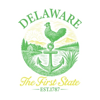 Delaware The First State - US States Cityscape T-shirt , american state cityscape icons design, Vintage State Cityscape Shirt illustration, States Sayings vector