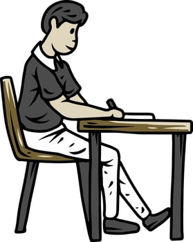 Male Student Writing at Desk vector