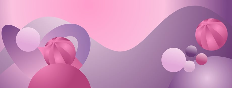 Abstract background with pink and purple balls and waves. vector