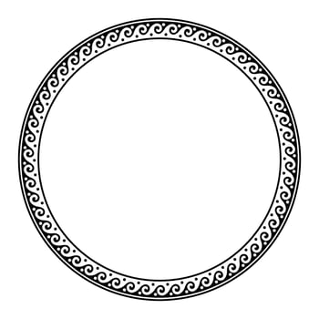 Monochrome Greek wave meander. Round classic greek frame. Circle european border. Patterns of Greece, ancient Rome. In the form of wave. Vitruvian wave. For textile, engraving, embroidery, porcelain vector