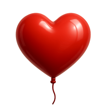 Floating Heart Balloon in Vibrant Red Against a Clean Background png
