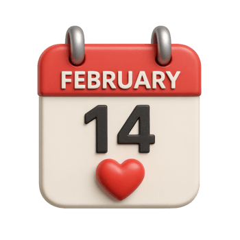 Romantic Calendar for Valentine's Day with Heart and February Date png