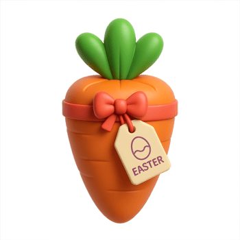 Colorful Easter Carrot Gift Box with Ribbon and Tag for Celebration png