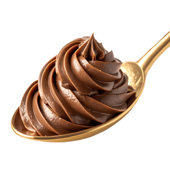 Decadent Chocolate Frosting Swirl on Golden Spoon, Creamy Dessert Indulgence, Gourmet Treat, Sweet Temptation, Studio Shot, Exquisite Presentation Transparent Background png