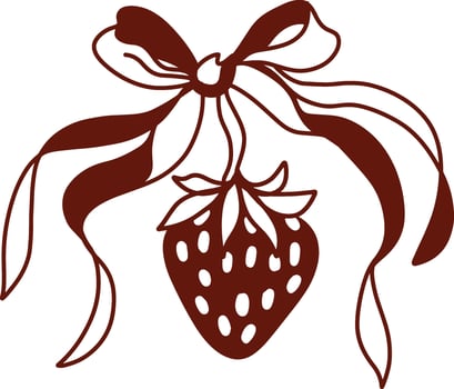 Strawberry with a bow, hand-drawn style vector