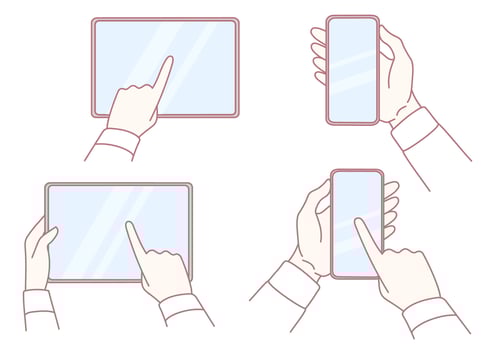 Touchscreen Interaction with Mobile Devices such as Smartphones and Tablets for Users vector