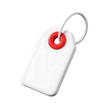 A white price tag isolated on transparent background png