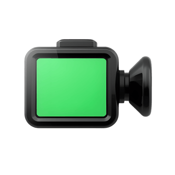 A black camera icon with green screen isolated on transparent background png