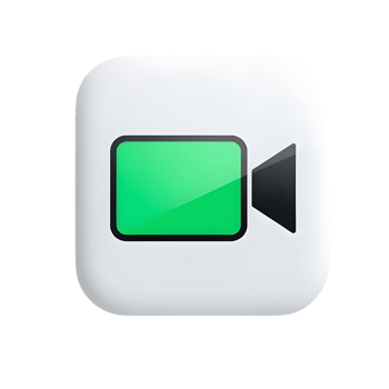 A white camera icon with green screen isolated on transparent background png
