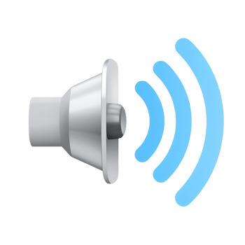 A gray speaker with sound waves isolated on transparent background png