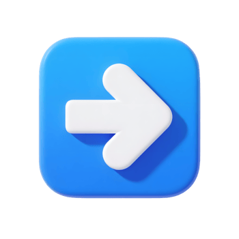 A blue square button with a white arrow isolated on transparent background png